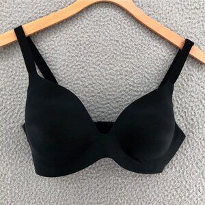 Victorias Secret Bra Womens 32D Black Lined Semi Demi Stretch Adjustable Comfort